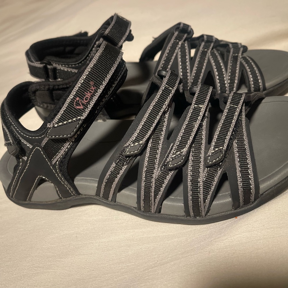 VIAKIX Acadia Size 7 Black Adjustable Strappy Slingback Hiking Water Sandals - Picture 2 of 6